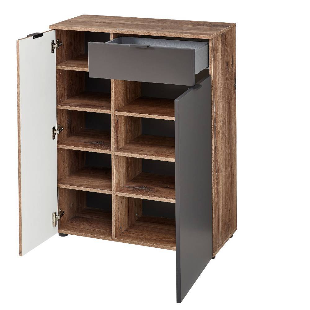 Garderobenkommode Clusego in Wildeiche dunkel 103 cm hoch