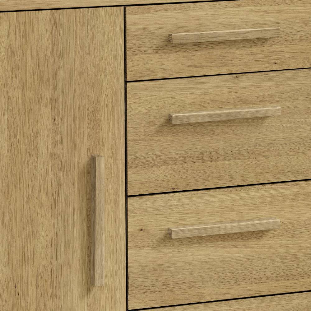 Schlafzimmer Sideboard Salassos in Eiche hell & Weiß mit acht Schubladen