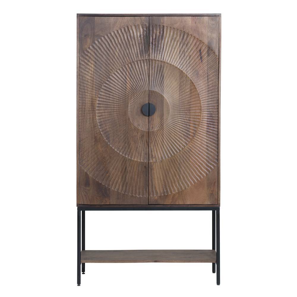 Highboard Ostora aus Mangobaum Massivholz mit Mandala Motiv