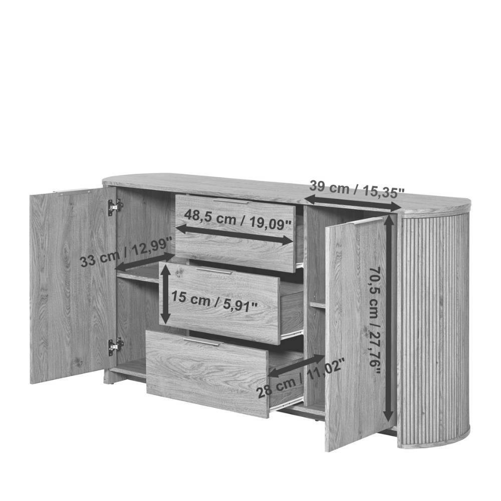 Sideboard Baldaniel in modernem Design mit drei Schubladen