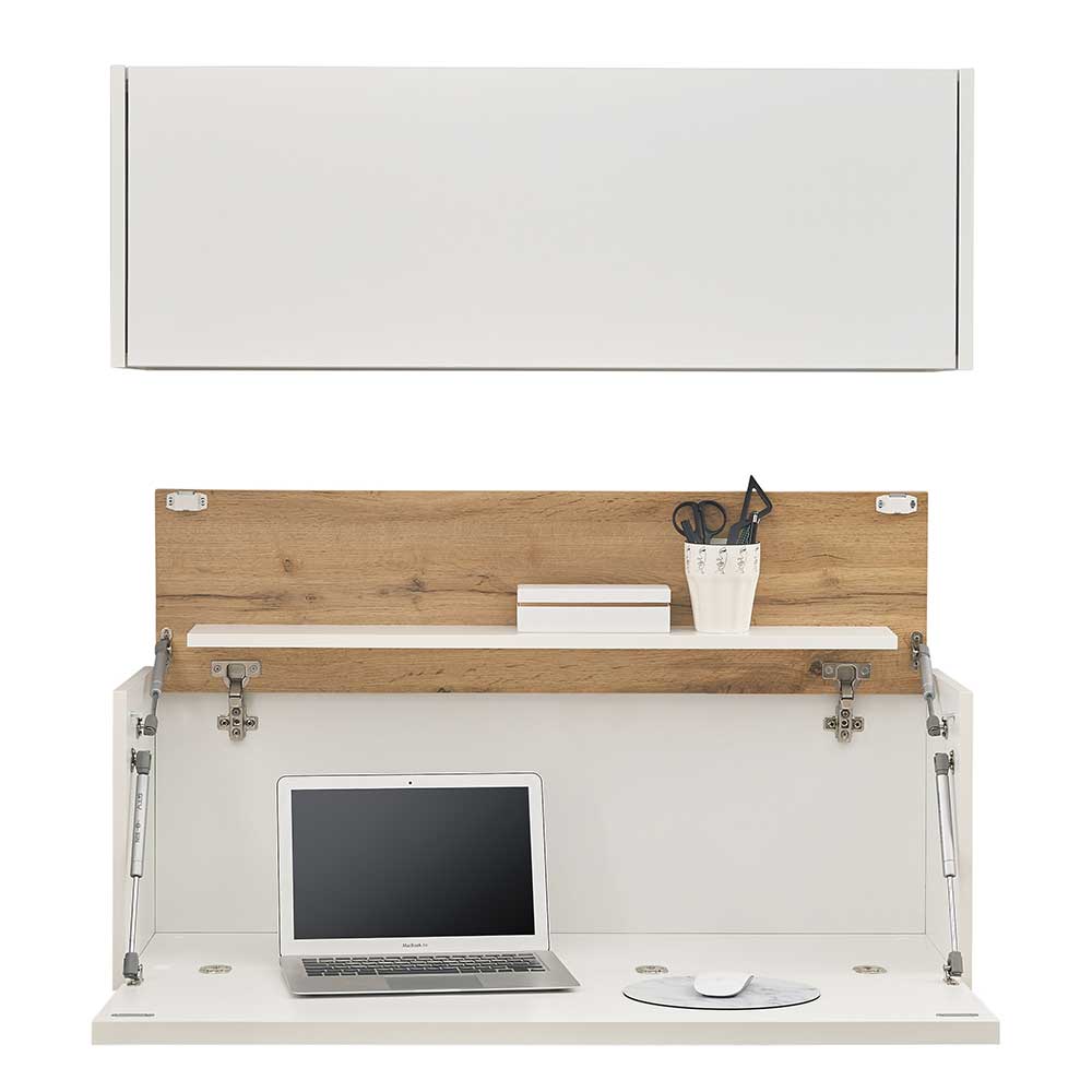 Möbel Set mit Schreibtisch Rascian in Weiß und Wildeichefarben (zweiteilig)