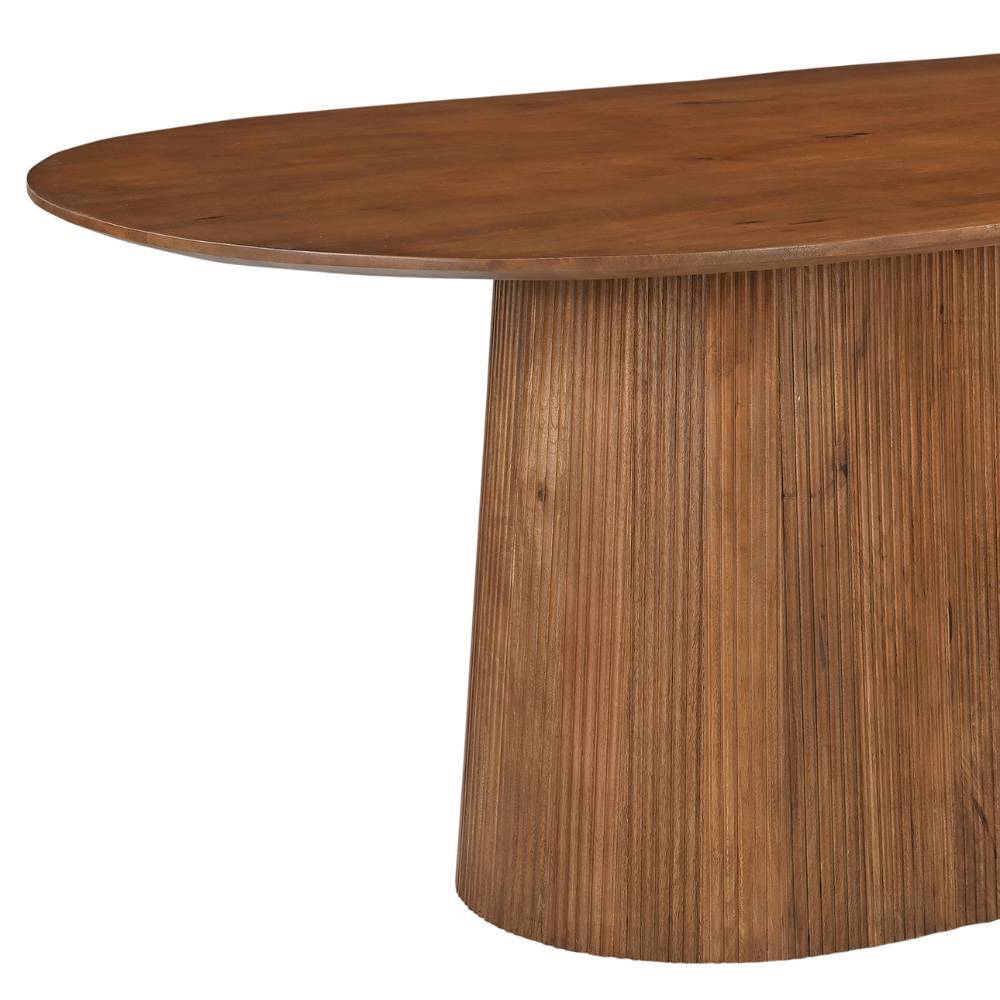 Tisch Massivholz Bertylan in ovaler Form auf Sockelgestell