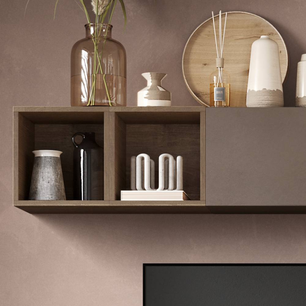 TV Wohnwand Jerne in modernem Design 276 cm breit (sechsteilig)