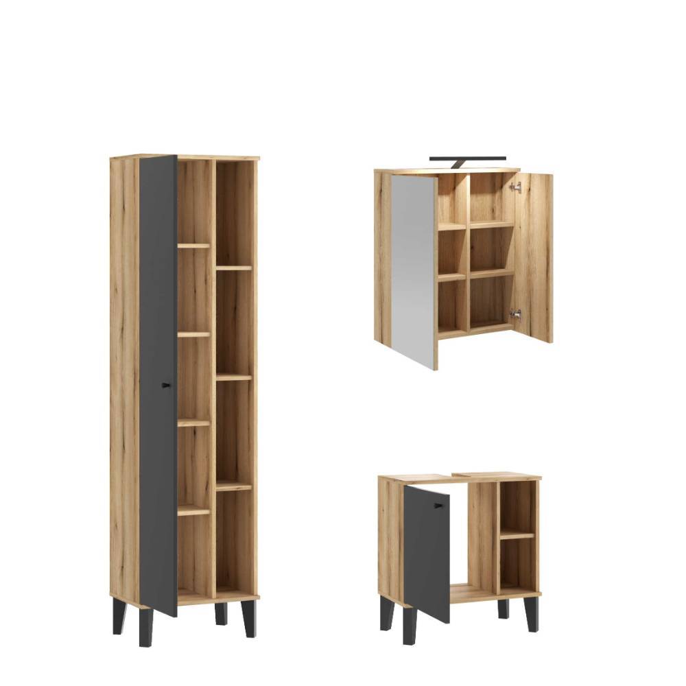 Moderne Badmöbel Pattinos dreiteilig - 190 cm hoch (dreiteilig)
