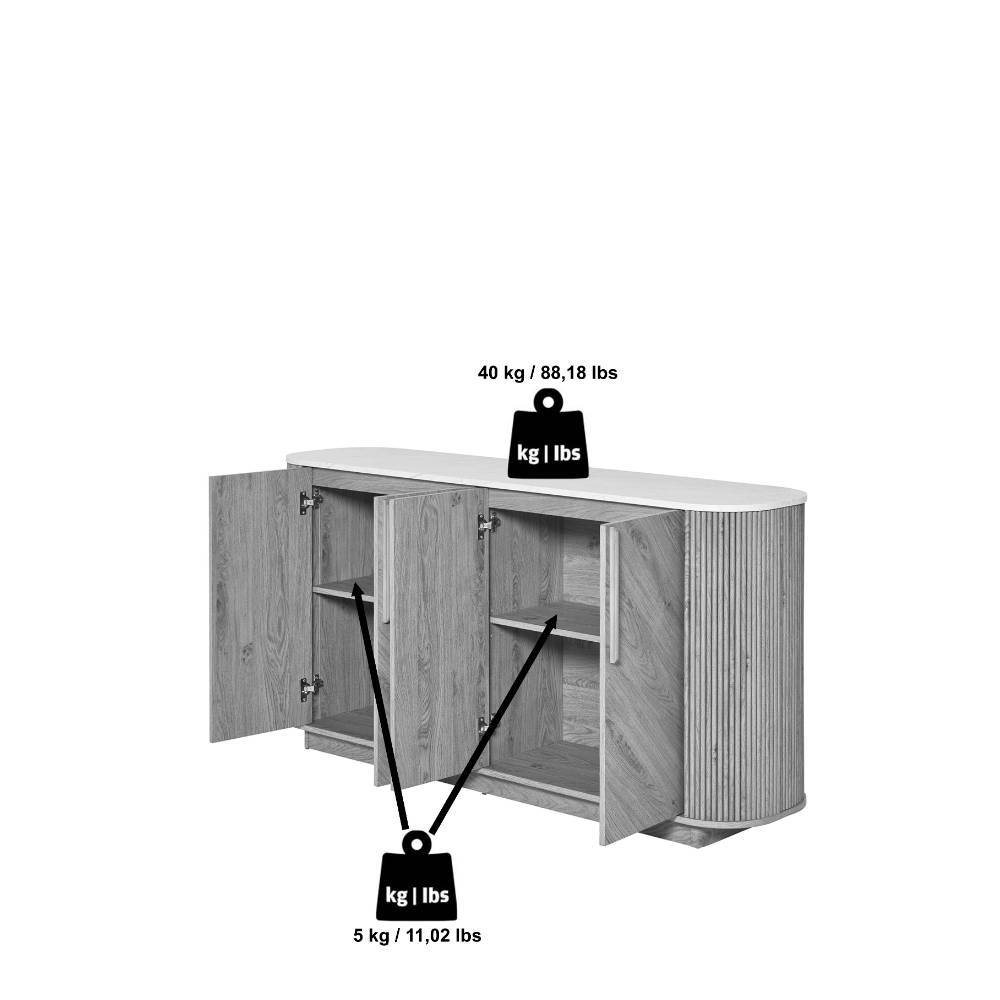 Sideboard Cornelys in Eichefarben mit Fischgrät Muster