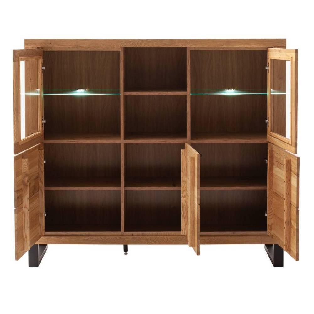 Wohnzimmer Highboard Suzana in Wildeichefarben mit Glastüren