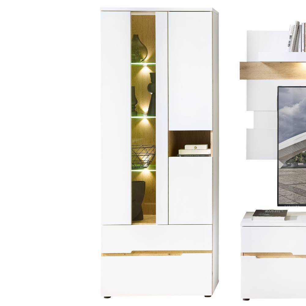 TV Wohnwand Mariocavo in modernem Design mit LED Beleuchtung (dreiteilig)
