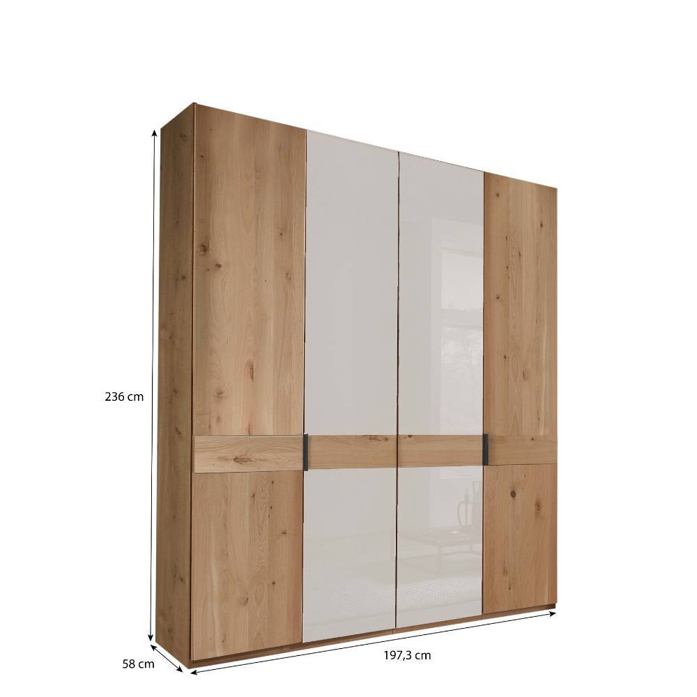 Drehtürschrank Durac in Eiche Bianco und Weiß