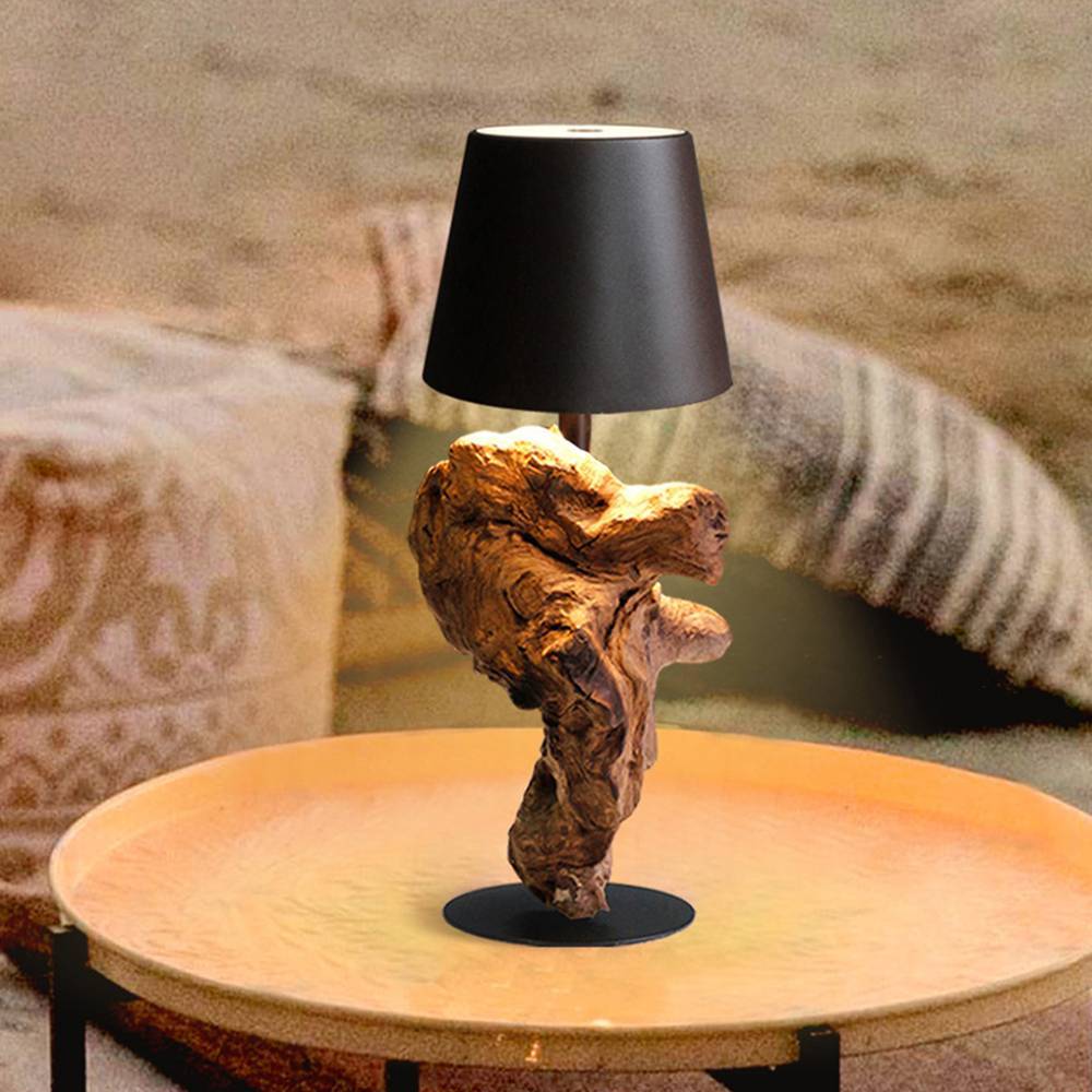 Akku Tischlampe Lihael aus Treibholz im mediterranen Stil