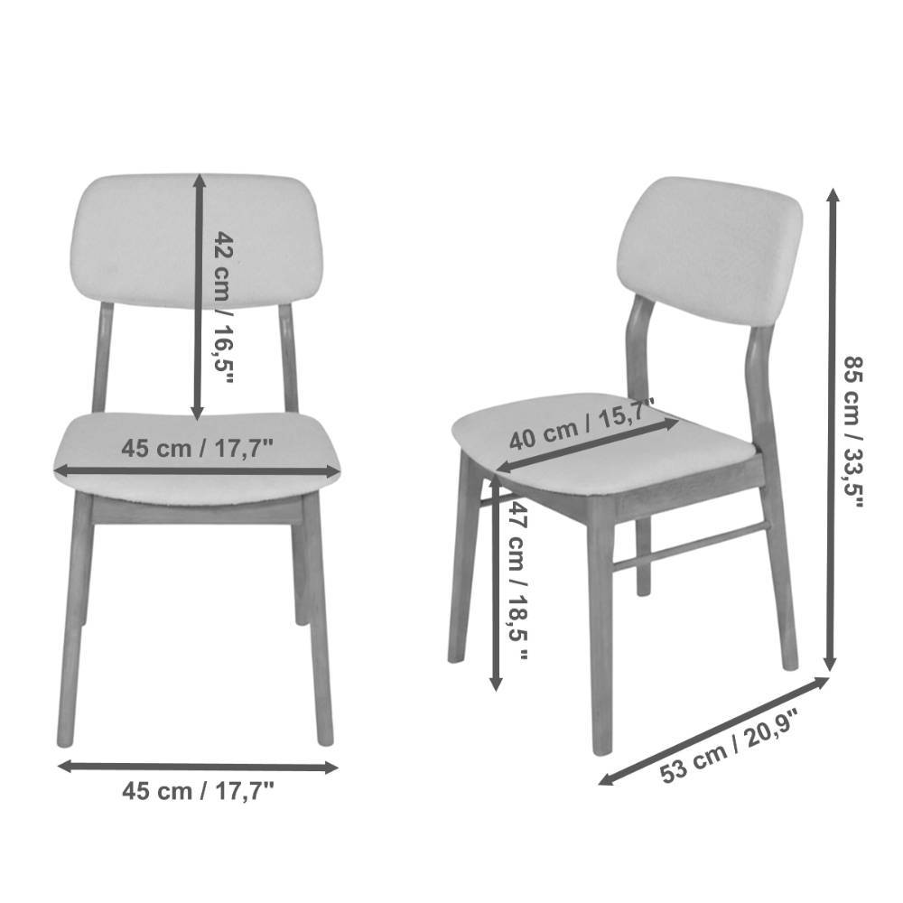 Skandi Design Esstisch Stühle Mognia in Offwhite und Naturfarben (2er Set)