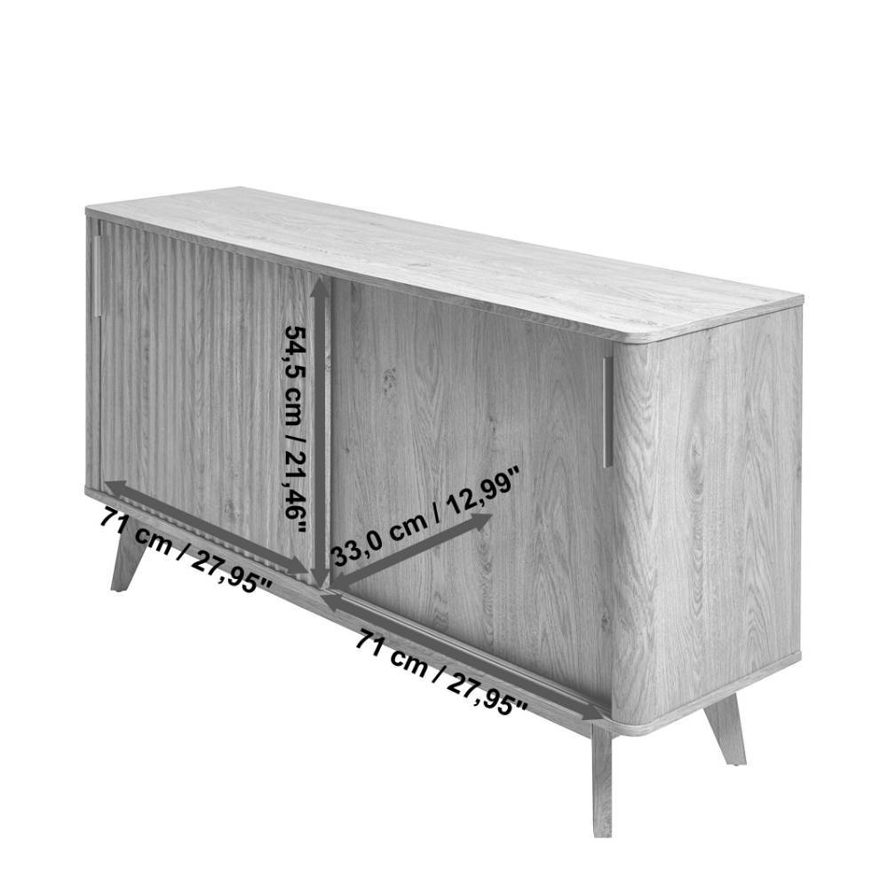 Retrostil Sidebord Timur mit Schiebetüren in Eichefarben