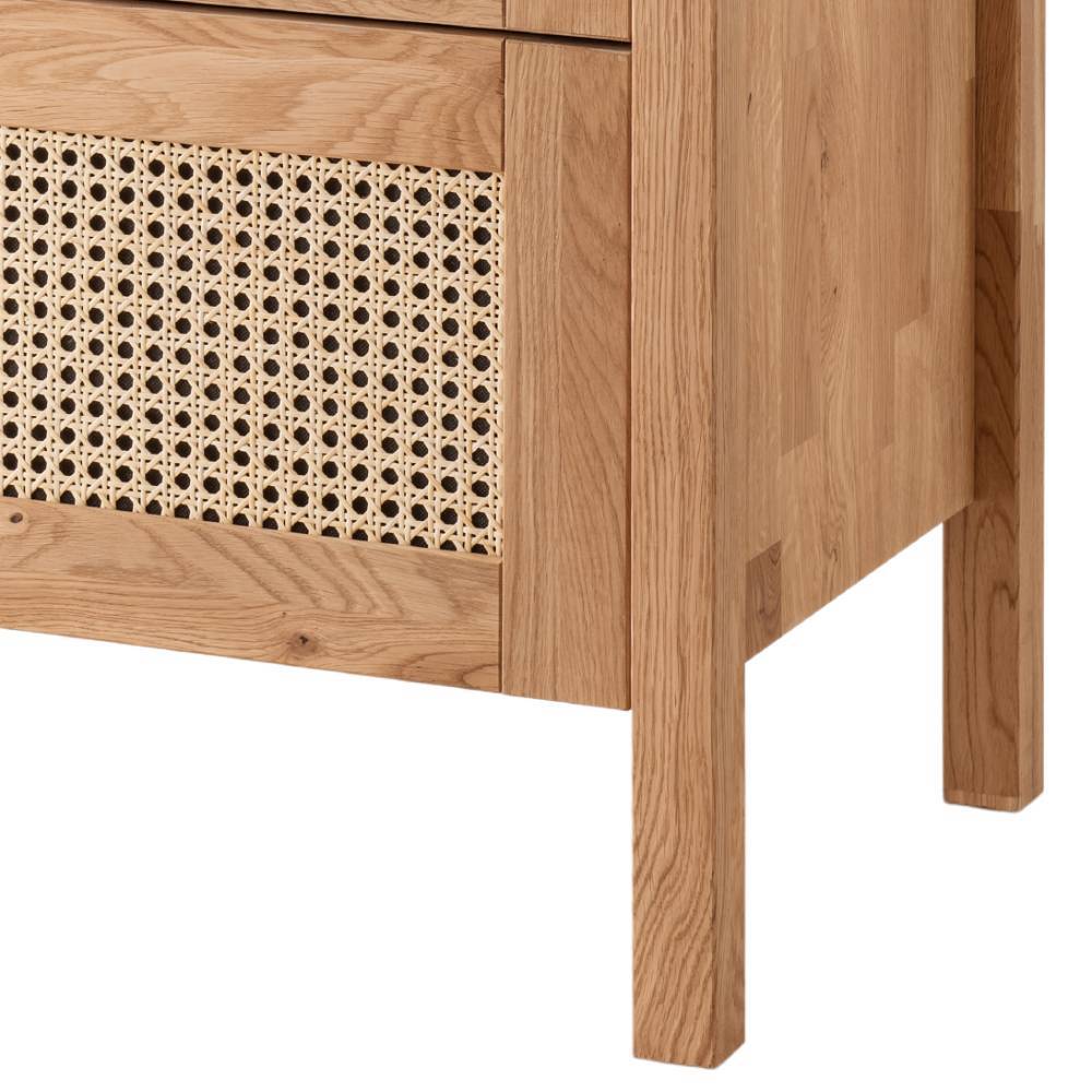 Massivholzkommode Felictas aus Rattan und Wildeiche Massivholz