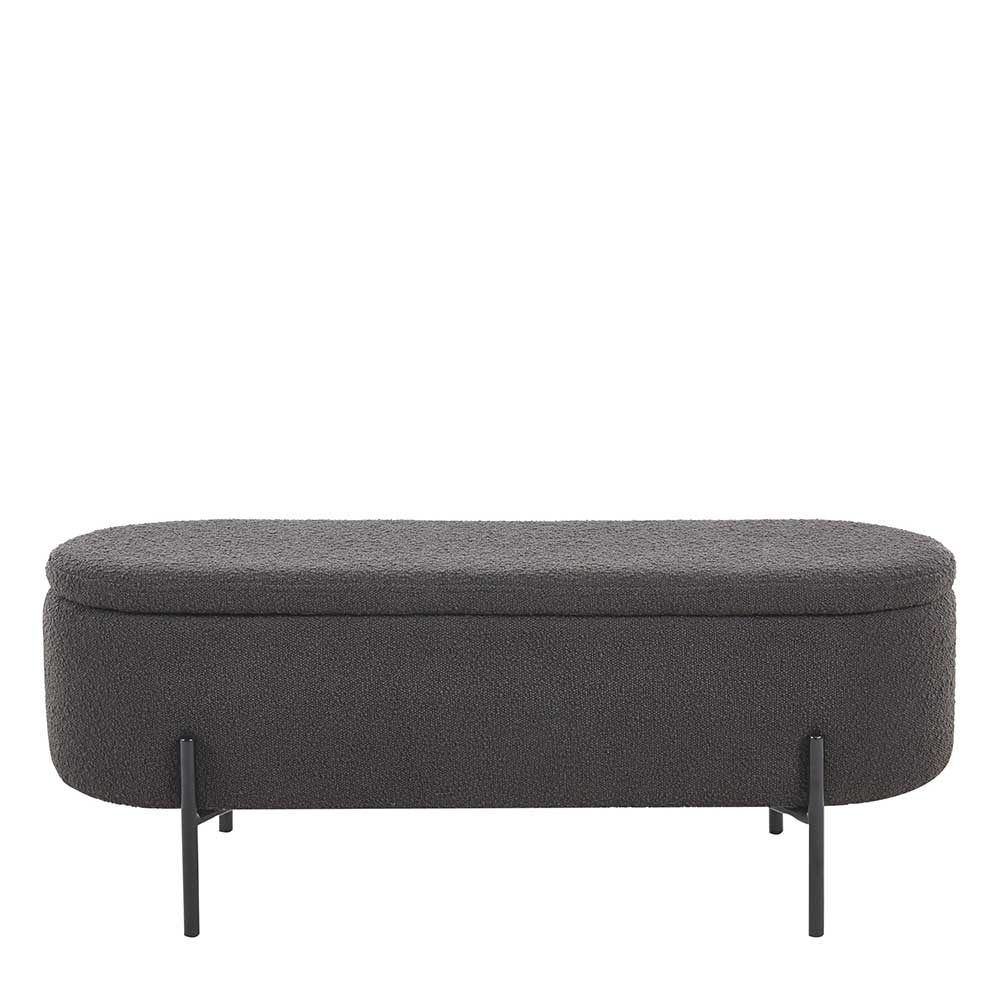 Stoffbank mit Truhe Acsandrio aus Boucle und Metall 110 cm breit