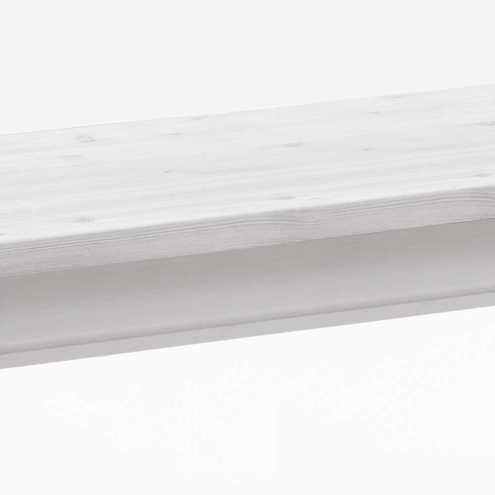 Weiße Massivholz Bank Kalimba aus Kiefer im Landhausstil