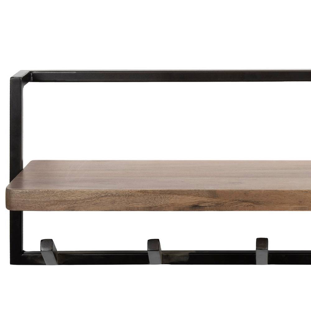 Wandgarderobe Lolona mit Hutablage aus Holz im Industry und Loft Stil