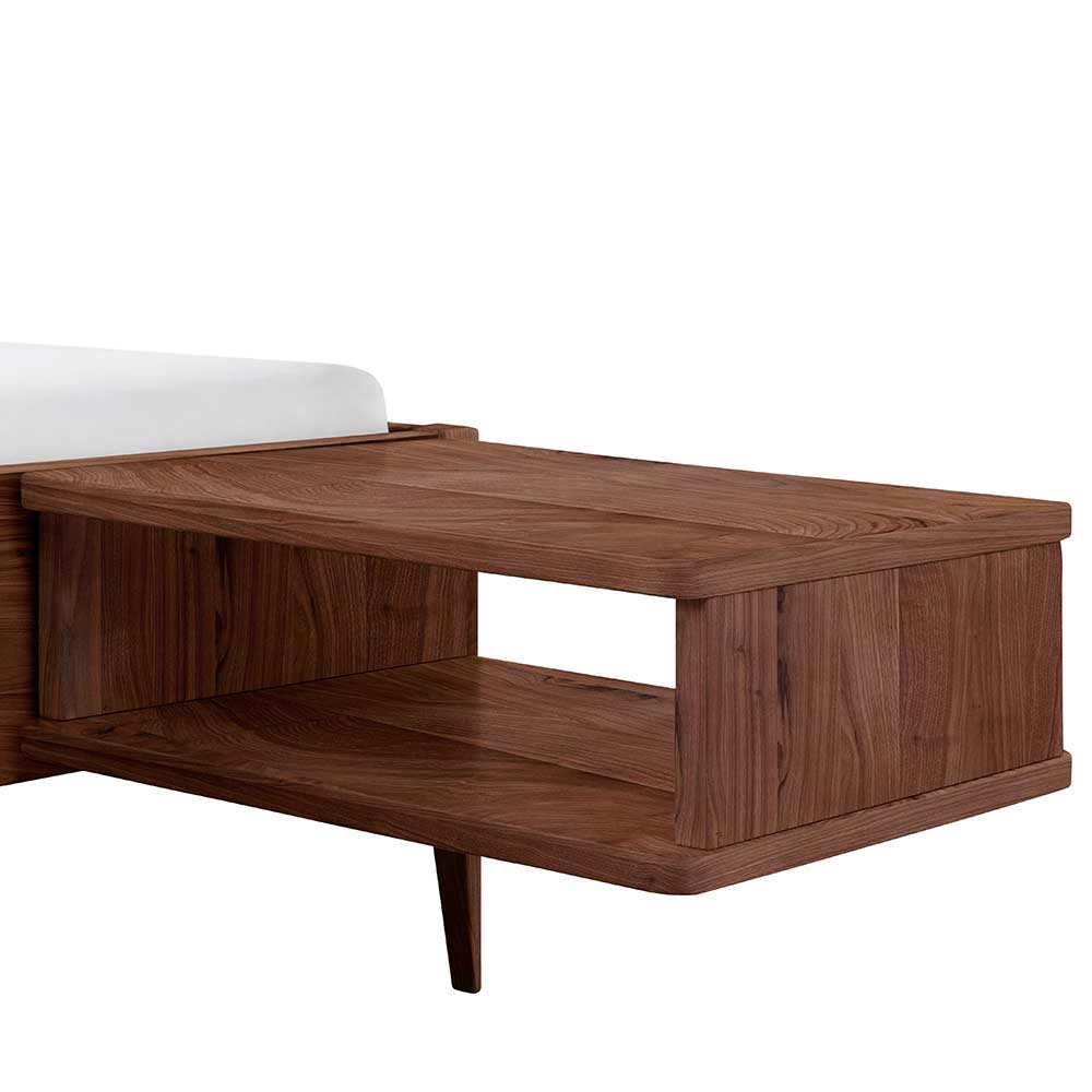 Premium 140x200 cm Bett Crimas aus Nussbaum Massivholz in modernem Design