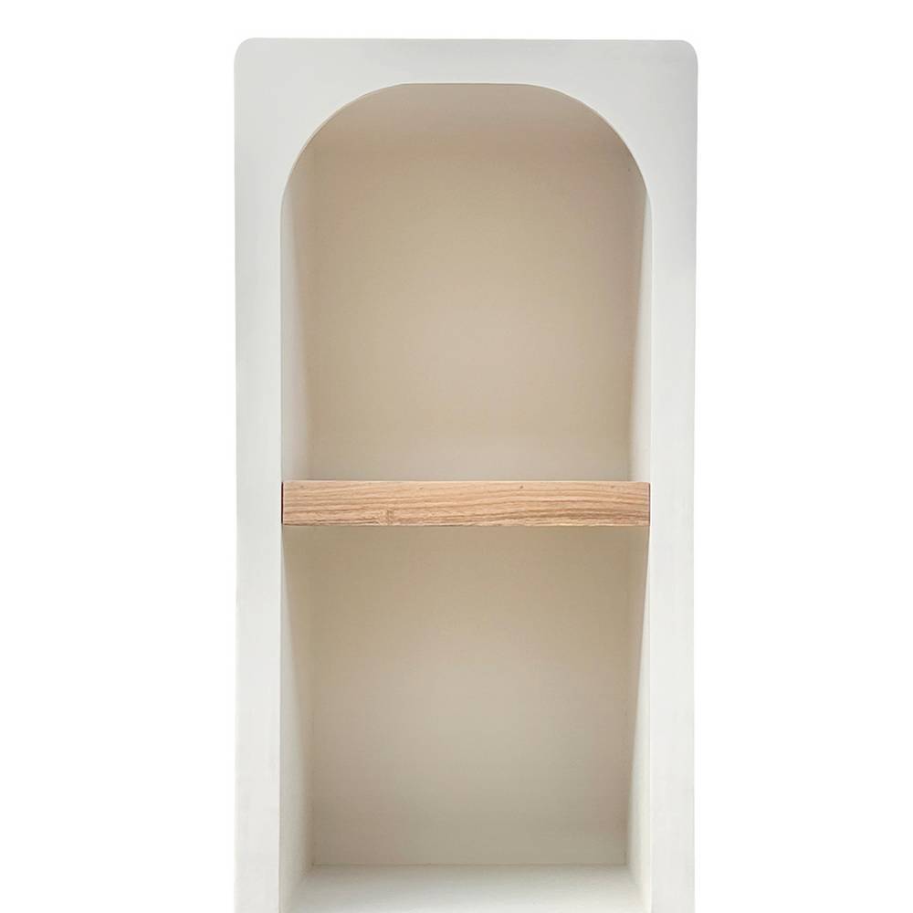 Regalschrank Janyna mit Struktur Kalkputz und Massivholztür