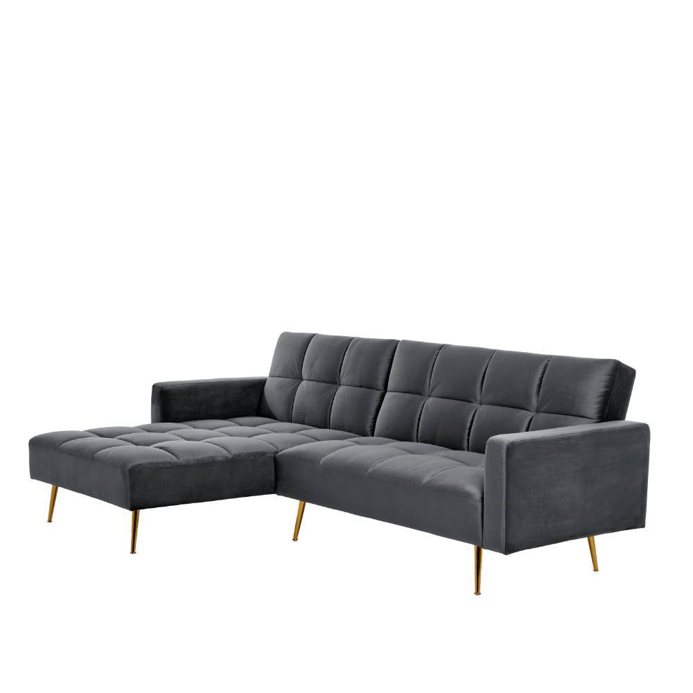 Ecksofa Lessima in Grau und Goldfarben