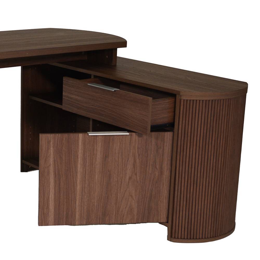 Designschreibtisch Jahina mit einer Schublade in Walnussfarben