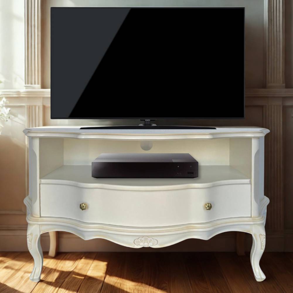 TV Lowboard Ejulia im Barockstil in Antikweiß