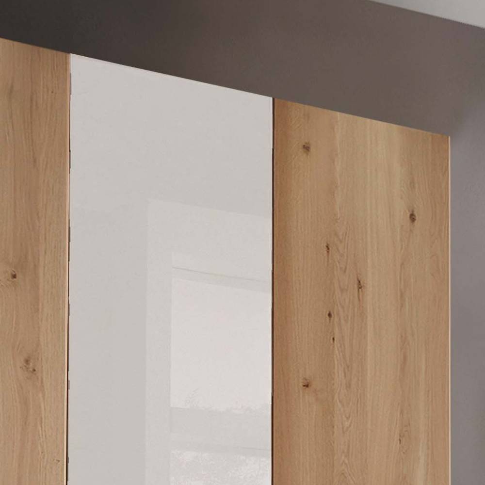Schlafzimmerkleiderschrank Durac in Eiche Bianco und Weiß