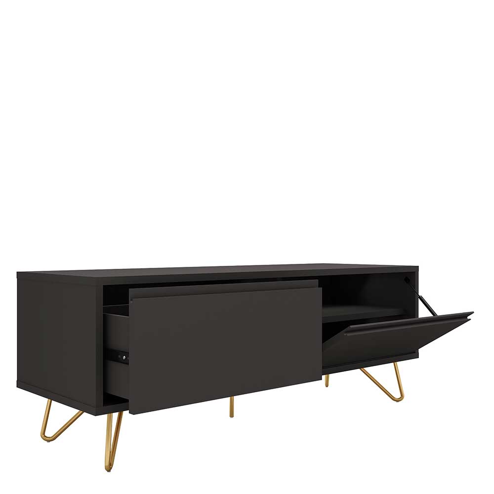 Lowboard Toulons in Anthrazit und Goldfarben mit Klappe