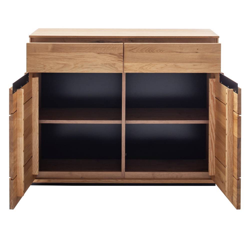 Kommode Sisam 103 cm breit mit Massivholz Türen