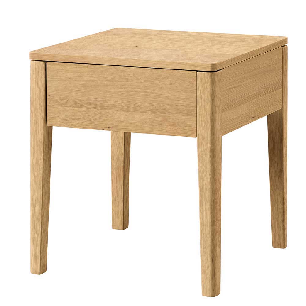 Doppelbett mit Polsterkopfteil Stufania aus Eiche Massivholz hell geölt