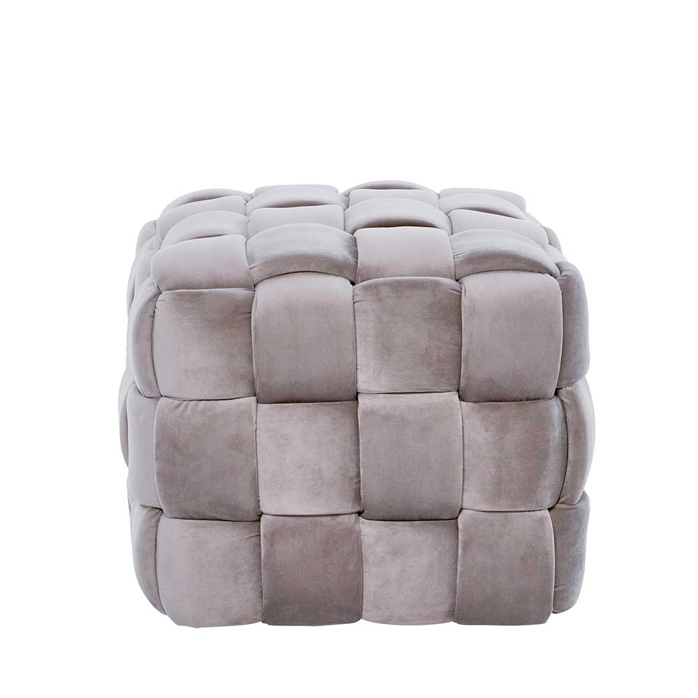 Hocker Ranbyra aus Samt in Flechtoptik