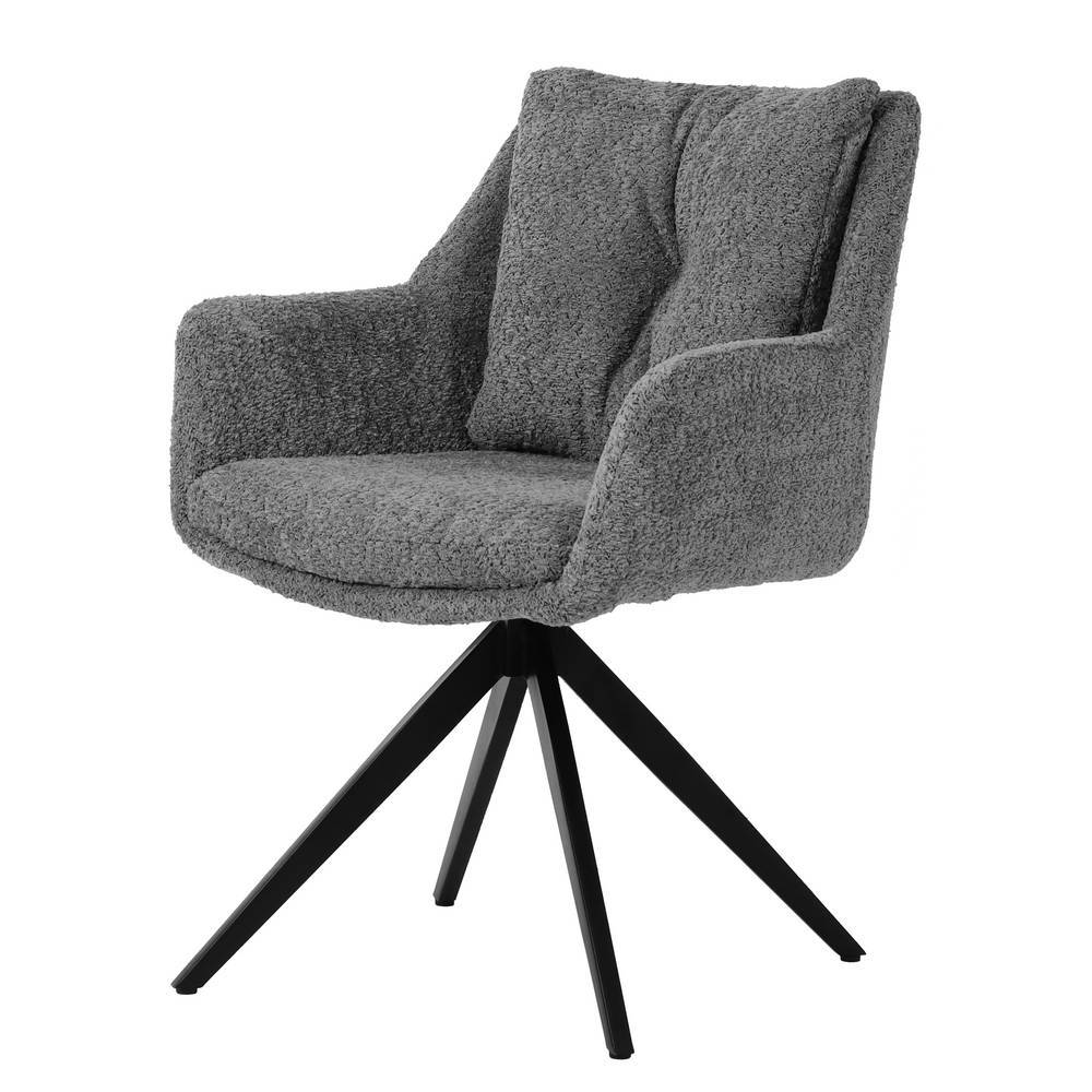 Essgruppe Bertylan aus Mangobaum Massivholz und Boucle Stoff (fünfteilig)