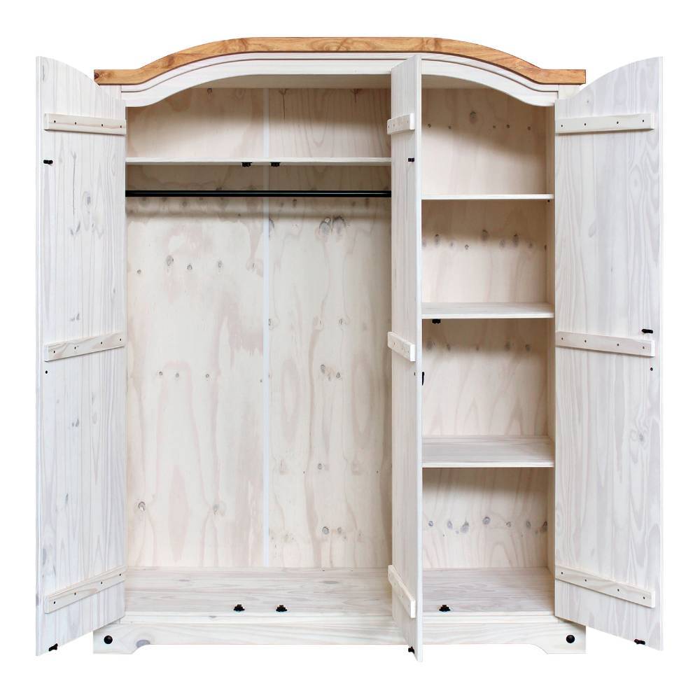 Massivholzkleiderschrank Blouno in Weiß im Landhausstil