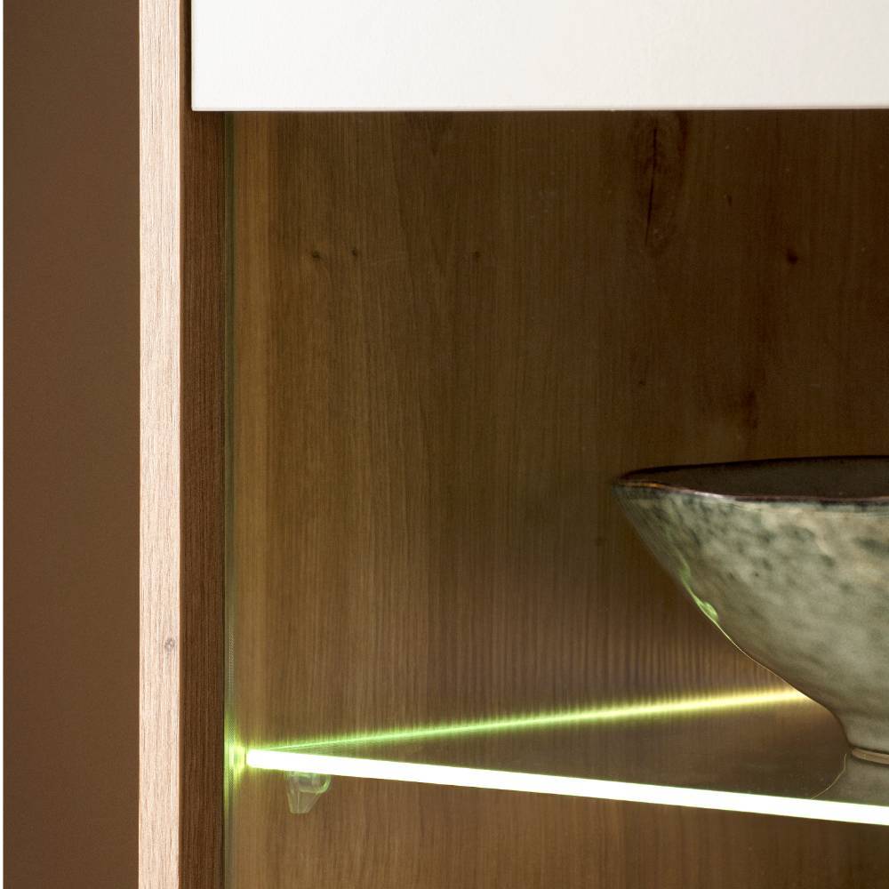 Highboard Ikba in Wildeichefarben und Hellgrau