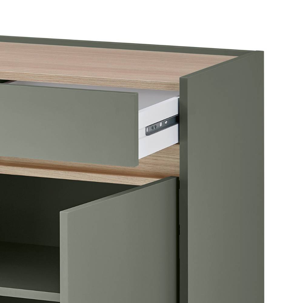 Komplett Garderobe Ulfava in Graugrün und Eichefarben (vierteilig)