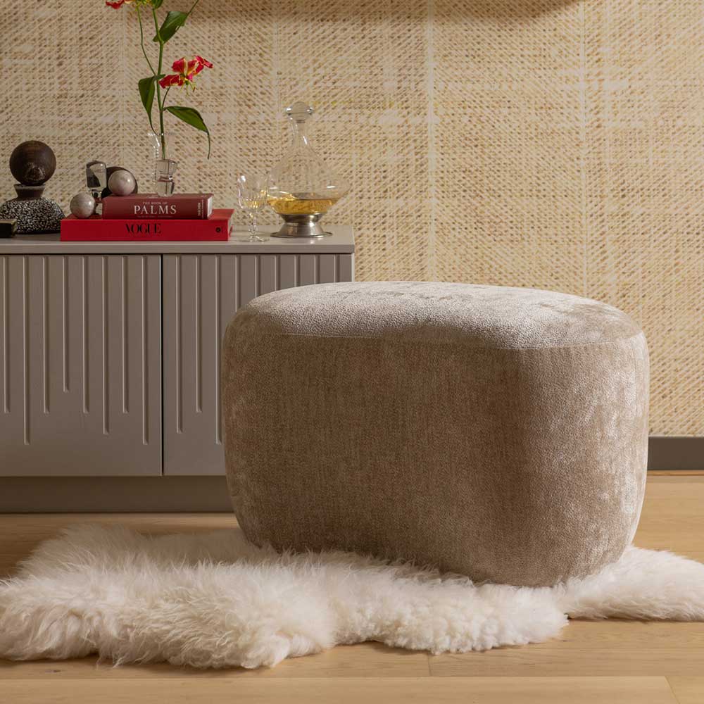 Hocker Yonella in Beige 73 cm breit