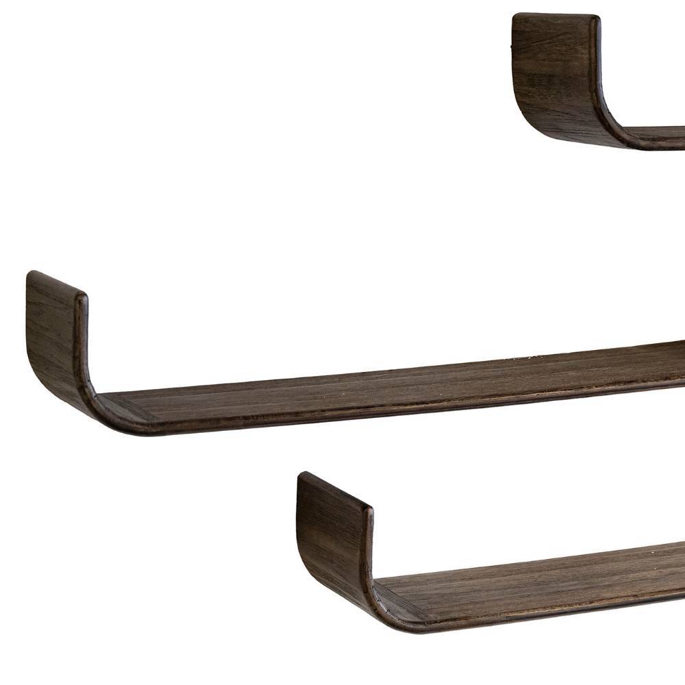Wandregale Figureras in U-Form aus Teak Massivholz (dreiteilig)