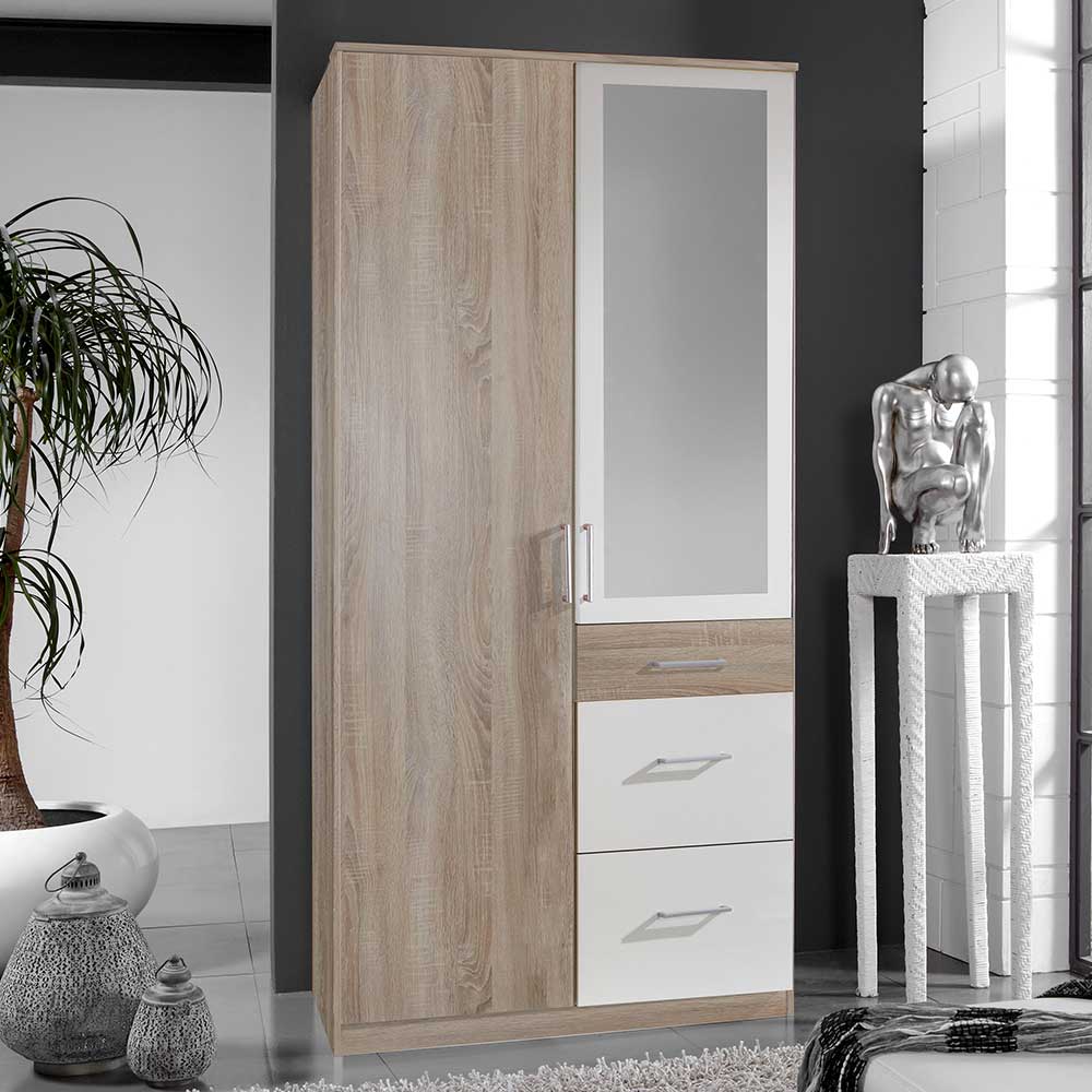 Gästezimmer Schrank Milana mit Spiegel und drei Schubladen