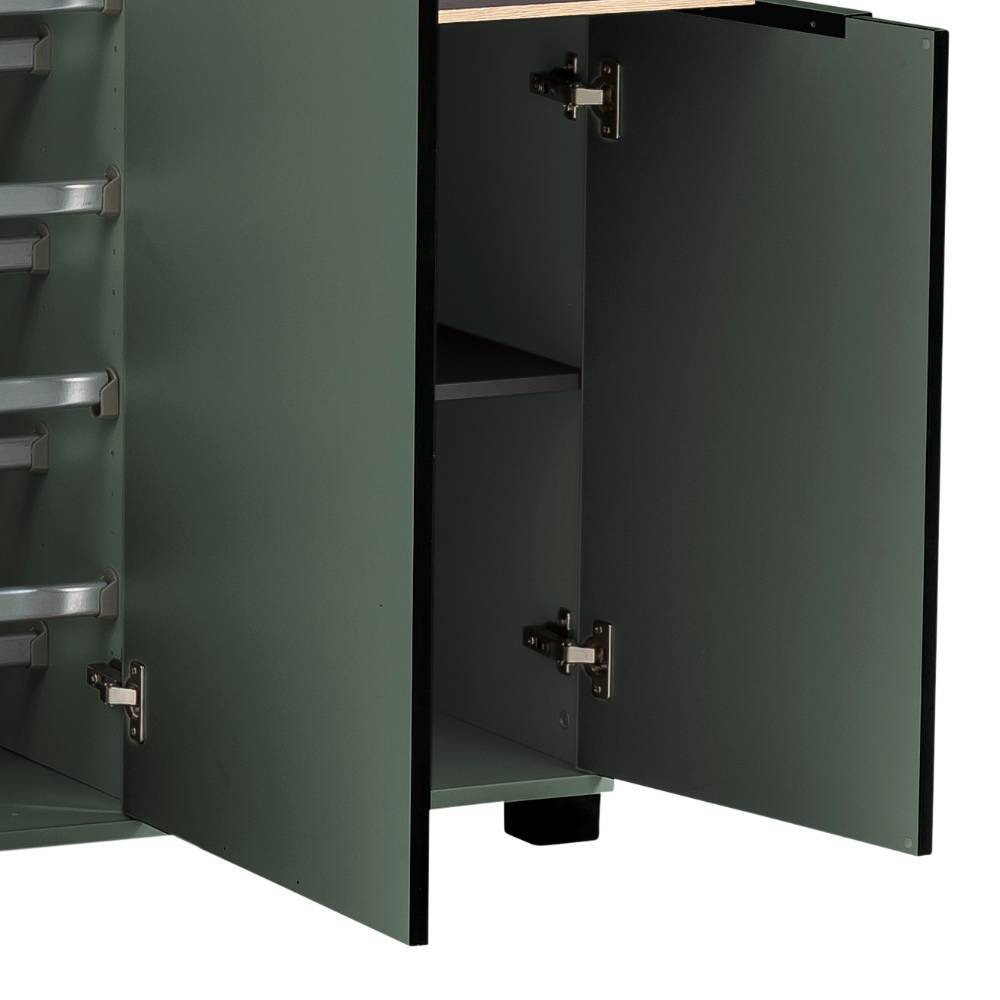 Schuhschrank Jawalio in Graugrün und Paneeloptik
