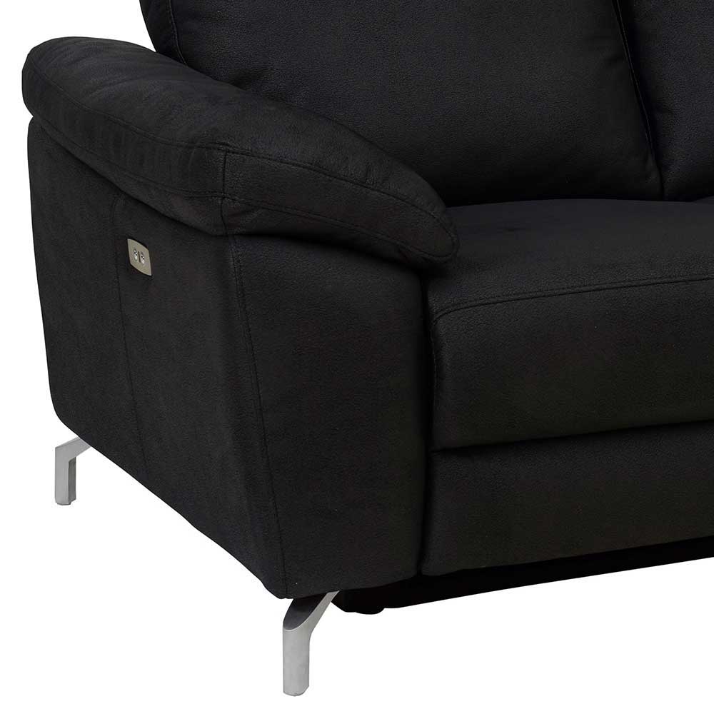 3er Sofa Emonila in Schwarz mit Relaxfunktion