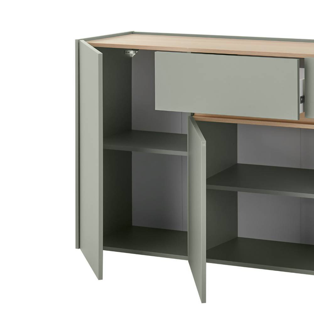 Sideboard Ulfava in Graugrün und Eichefarben