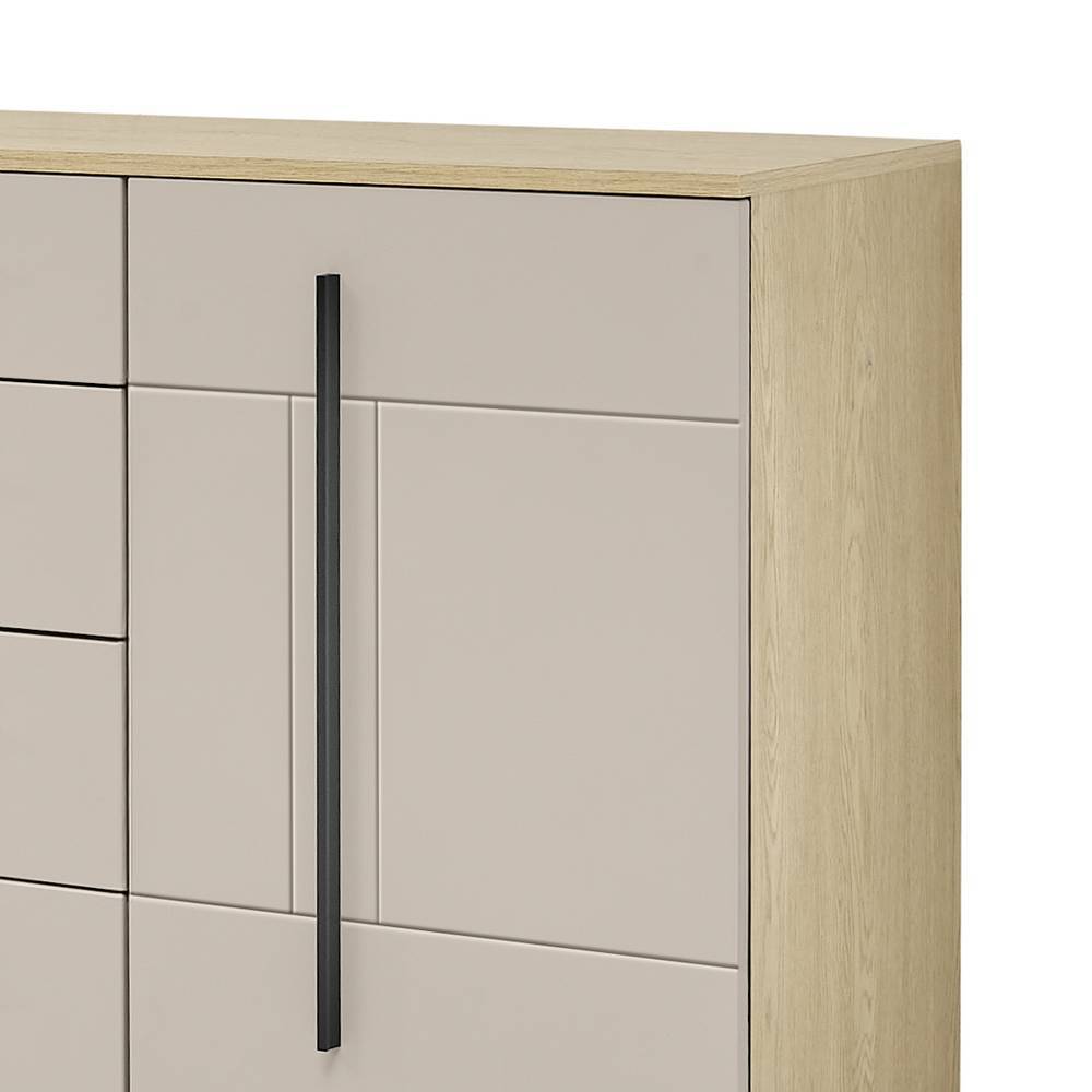 Esszimmerkommode Helina in Beigegrau und Wildeiche Bianco