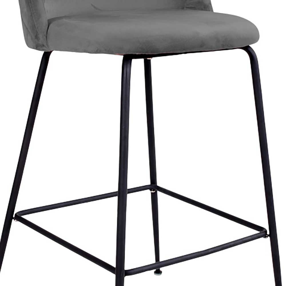 Design Barstühle Blooming in Grau und Schwarz aus Samt (2er Set)