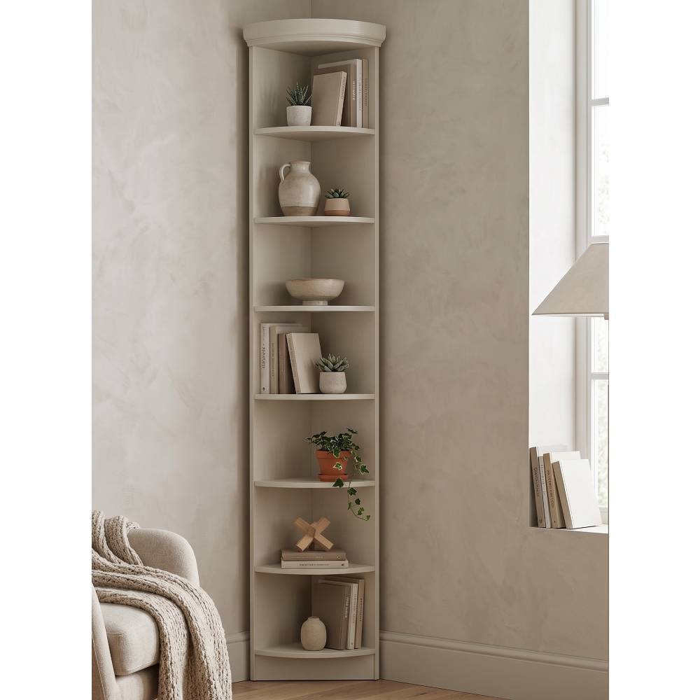 Landhausstil Eck Regal Phil 220 cm hoch in Cremeweiß
