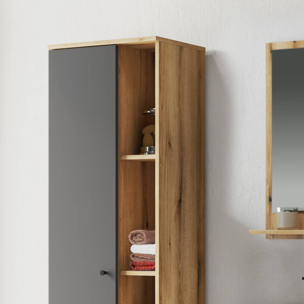 Badezimmerset modern Pattinos in Wildeichefarben und Grau (dreiteilig)