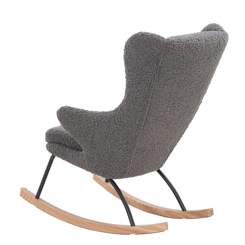 Plüsch Schaukelstuhl Jilamenda im Skandi Design in Grau