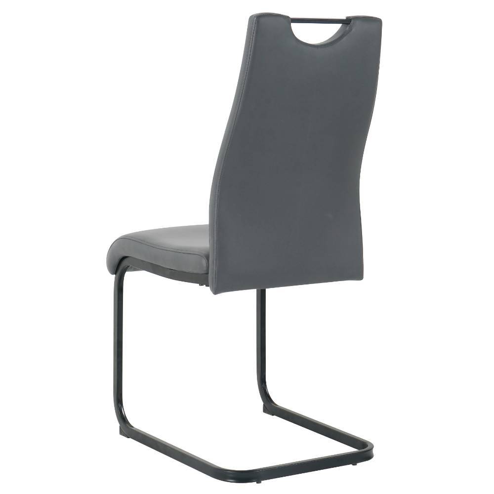 Freischwingerstuhl Peross in Grau aus Kunstleder (2er Set)