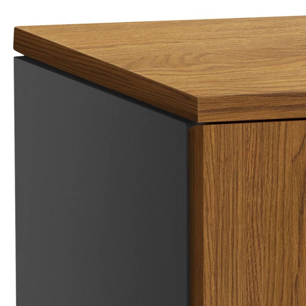 Beistellschrank Mercy in Anthrazit und Eiche dunkel