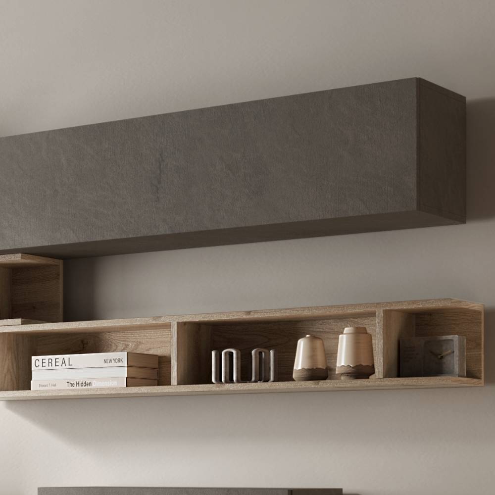 Wohnwand modern Seda melaminbeschichtet - 276 cm breit (siebenteilig)