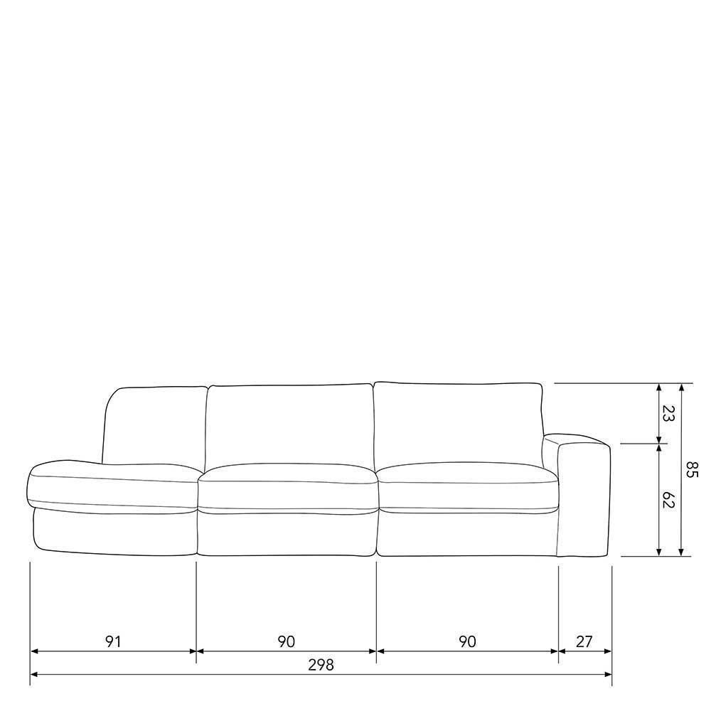 Graugrüne Modulcouch Karyon 298 cm breit in modernem Design
