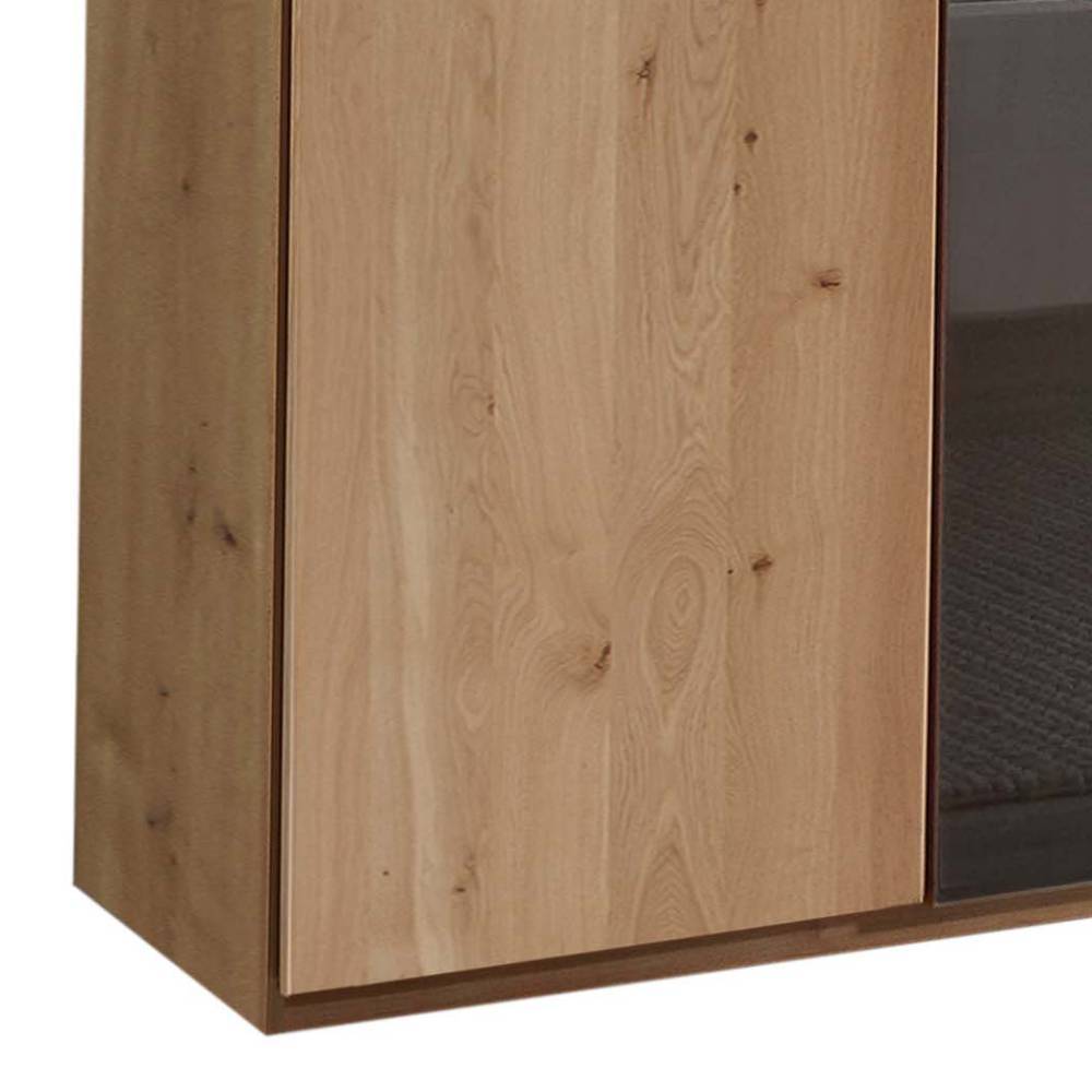 Großer Kleiderschrank Merkur in Eiche Bianco und Dunkelbraun