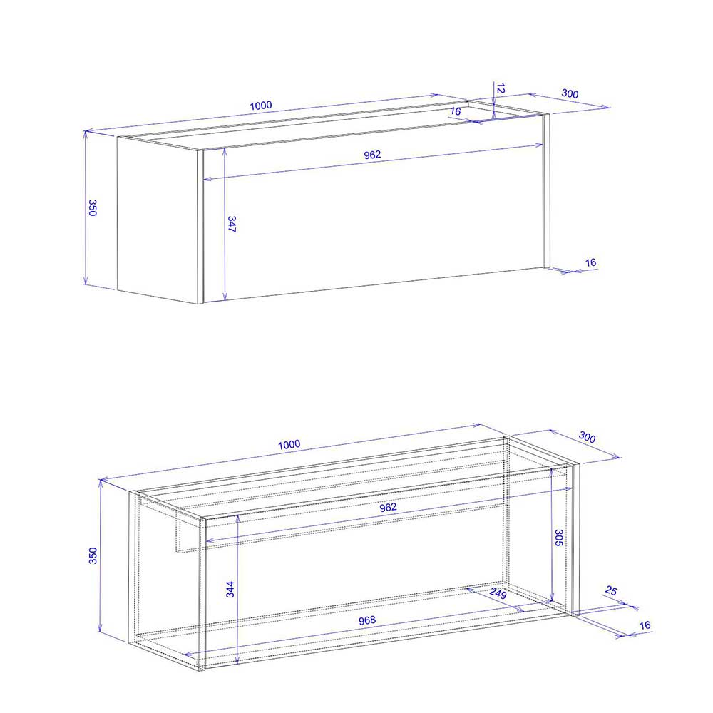 Bürokombination Uzniana mit klappbarer Tischplatte 100 cm breit (zweiteilig)